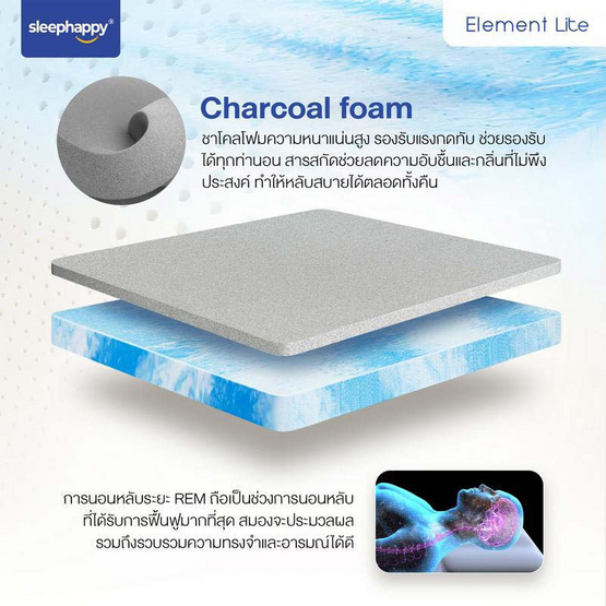 SleepHappy ที่นอนยางพาราแท้ รุ่น Element Lite หนา 6 นิ้ว
