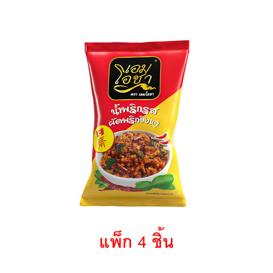 เอมโอชา น้ำพริกรสผัดพริกขิงเจ 20 กรัม (แพ็ก 4 ชิ้น) เอมโอชา น้ำพริกรสผัดพริกขิงเจ 20 กรัม (แพ็ก 4 ชิ้น)