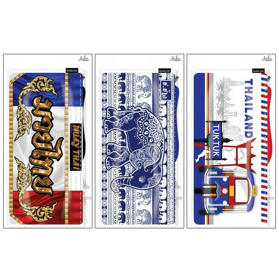 KIAN-DA กระเป๋าใส่เครื่องเขียน ชุดท่องเที่ยวไทย คละลาย (แพ็ก 3 ชิ้น)