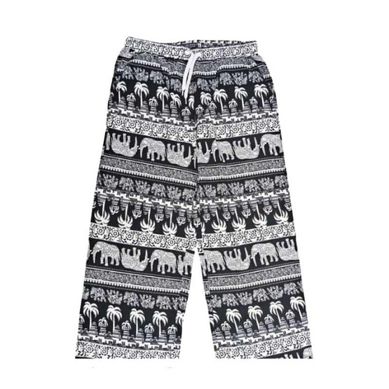 THE ROOM'S - เดอะรูม กางเกงช้าง ลายมะพร้าว สีดำ