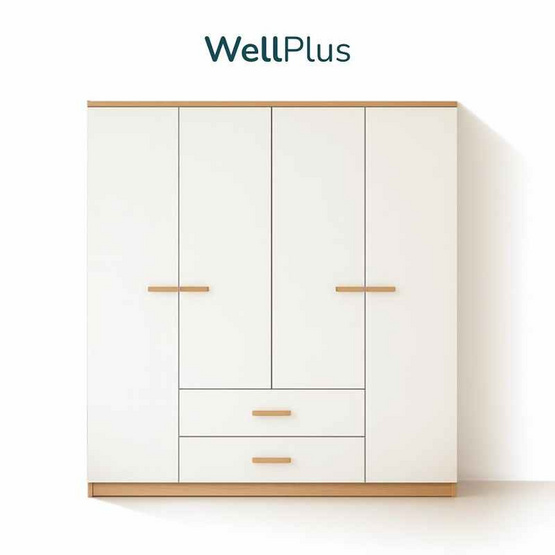 WellPlus ตู้เสื้อผ้าบานเปิด 4 บานพร้อมลิ้นชัก