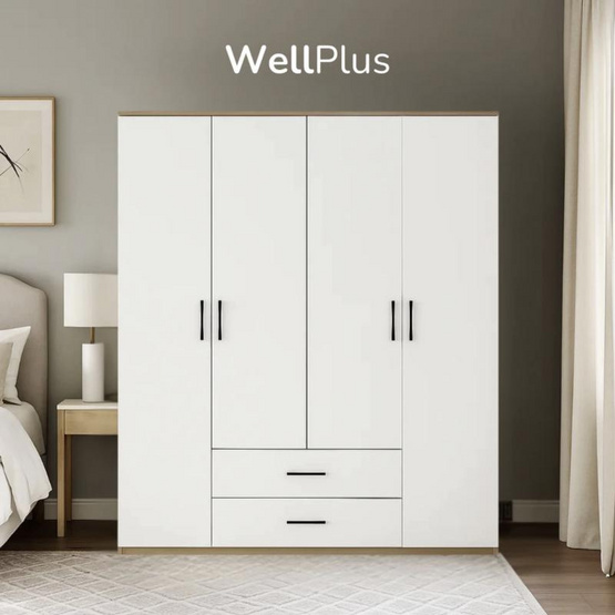 WellPlus ตู้เสื้อผ้าบานเปิด 4 บานพร้อมลิ้นชัก