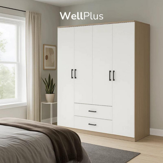 WellPlus ตู้เสื้อผ้าบานเปิด 4 บานพร้อมลิ้นชัก