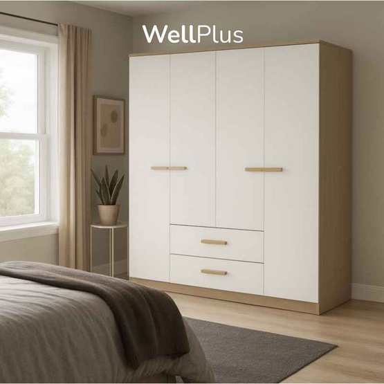 WellPlus ตู้เสื้อผ้าบานเปิด 4 บานพร้อมลิ้นชัก