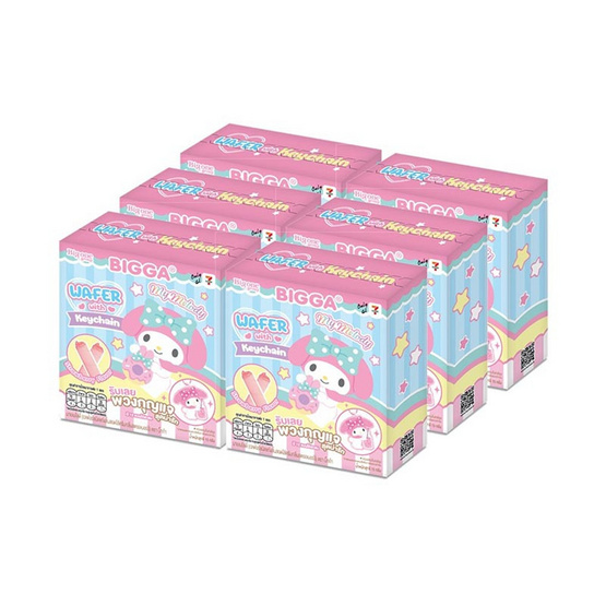 บิ๊กก้า เวเฟอร์รสสตรอเบอร์รี่ พร้อมพวงกุญแจมายเมโลดี้ คละแบบ 15 กรัม (แพ็ก 6 ชิ้น)