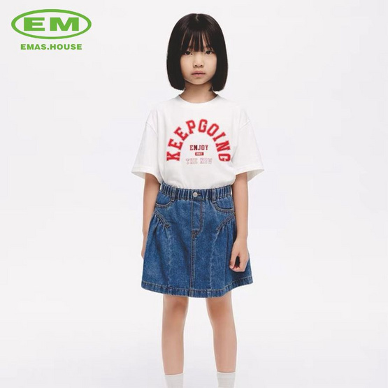 EMAS.HOUSE เสื้อยืดคอกลมเด็ก ผ้าคอตตอน KEEPGOING สีขาว EMAS.HOUSE เสื้อยืดคอกลมเด็ก ผ้าคอตตอน KEEPGOING สีขาว