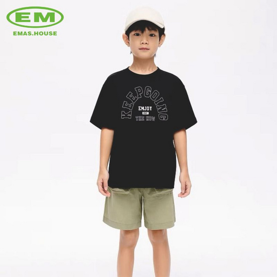 EMAS.HOUSE เสื้อยืดคอกลมเด็ก ผ้าคอตตอน KEEPGOING สีดำ EMAS.HOUSE เสื้อยืดคอกลมเด็ก ผ้าคอตตอน KEEPGOING สีดำ