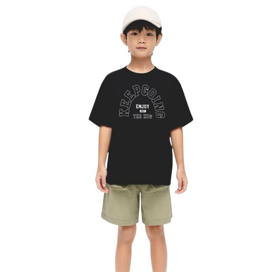 EMAS.HOUSE เสื้อยืดคอกลมเด็ก ผ้าคอตตอน KEEPGOING สีดำ EMAS.HOUSE เสื้อยืดคอกลมเด็ก ผ้าคอตตอน KEEPGOING สีดำ