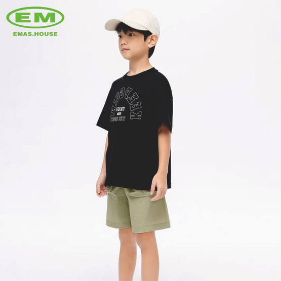 EMAS.HOUSE เสื้อยืดคอกลมเด็ก ผ้าคอตตอน KEEPGOING สีดำ EMAS.HOUSE เสื้อยืดคอกลมเด็ก ผ้าคอตตอน KEEPGOING สีดำ