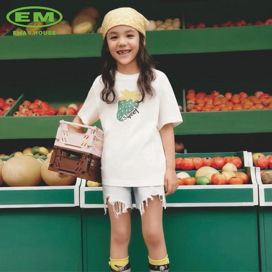 EMAS.HOUSE เสื้อยืดคอกลมเด็ก ผ้าคอตตอน Sweet สีขาว EMAS.HOUSE เสื้อยืดคอกลมเด็ก ผ้าคอตตอน Sweet สีขาว