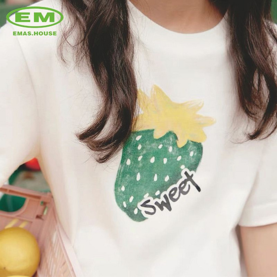 EMAS.HOUSE เสื้อยืดคอกลมเด็ก ผ้าคอตตอน Sweet สีขาว EMAS.HOUSE เสื้อยืดคอกลมเด็ก ผ้าคอตตอน Sweet สีขาว