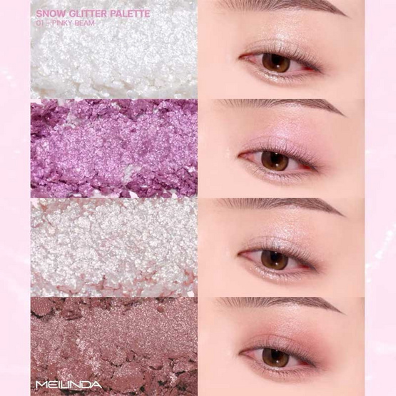 Meilinda อายแชโดว์ Snow Glitter Palette 3.6 กรัม