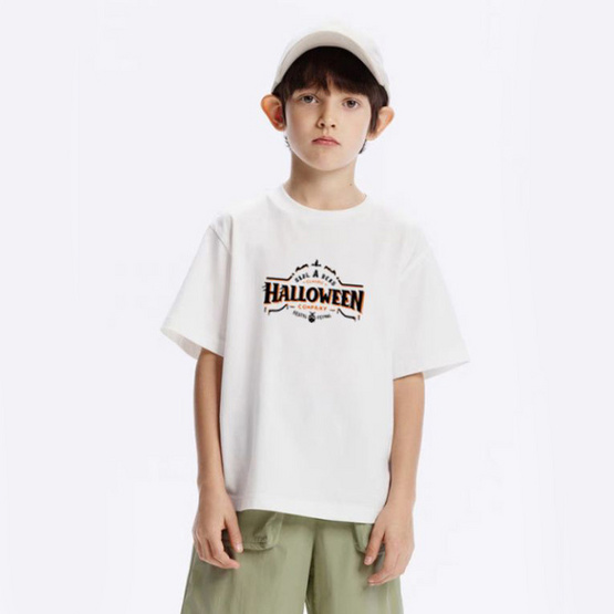EMAS.HOUSE เสื้อยืดผ้าคอตตอน 100% รุ่น Halloween 02 สีขาว
