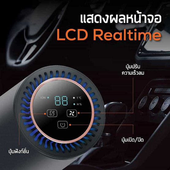 Commy เครื่องฟอกอากาศในรถยนต์พร้อมไส้กรอง รุ่น AP 003