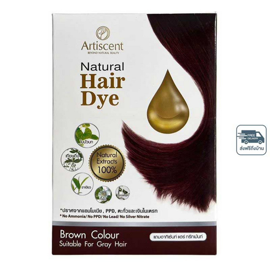 V Nature สมุนไพรปิดผมขาว Artiscent Natural Hair Dye สีน้ำตาลธรรมชาติ 230 กรัม