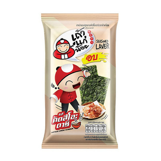 เถ้าแก่น้อย สาหร่ายอบปรุงรสรสคัตสึโอะดาชิ 4 กรัม (แพ็ก 6 ชิ้น)