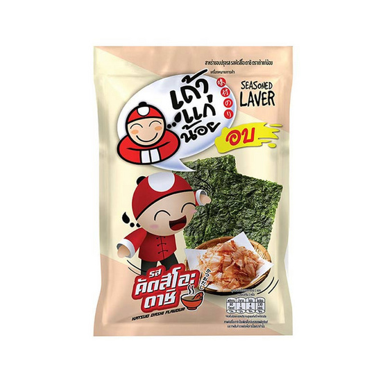 เถ้าแก่น้อย สาหร่ายอบปรุงรสรสคัตสึโอะดาชิ 10 กรัม (แพ็ก 6 ชิ้น)