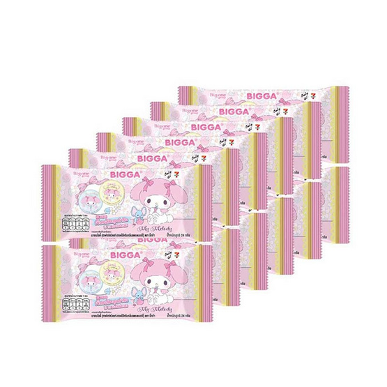 บิ๊กก้า เวเฟอร์รสสตรอเบอร์รี่พร้อมเข็มกลัดมายเมโลดี้ คละลาย 24 กรัม (แพ็ก 12 ชิ้น)