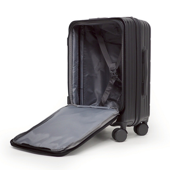 HQ LUGGAGE กระเป๋าเดินทาง PC เปิดด้านหน้า ระบบล็อค TSA 4 ล้อคู่ รุ่น 98033 สีดำ