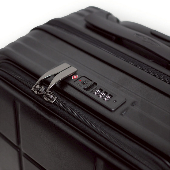 HQ LUGGAGE กระเป๋าเดินทาง PC เปิดด้านหน้า ระบบล็อค TSA 4 ล้อคู่ รุ่น 98033 สีดำ