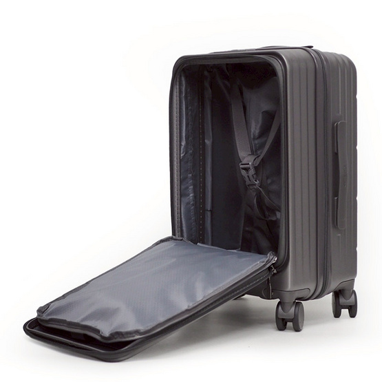 HQ LUGGAGE กระเป๋าเดินทาง PC เปิดด้านหน้า ระบบล็อค TSA 4 ล้อคู่ รุ่น 98033 สีเทา