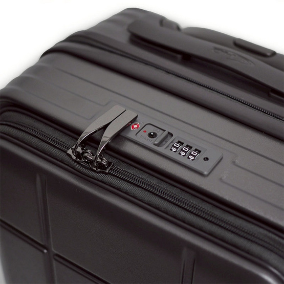 HQ LUGGAGE กระเป๋าเดินทาง PC เปิดด้านหน้า ระบบล็อค TSA 4 ล้อคู่ รุ่น 98033 สีเทา