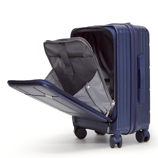 HQ LUGGAGE กระเป๋าเดินทาง PC เปิดด้านหน้า ระบบล็อค TSA 4 ล้อคู่ รุ่น 98033 สีกรม