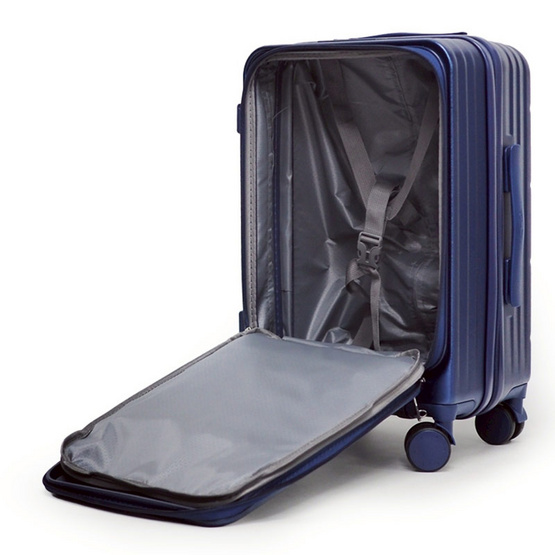 HQ LUGGAGE กระเป๋าเดินทาง PC เปิดด้านหน้า ระบบล็อค TSA 4 ล้อคู่ รุ่น 98033 สีกรม