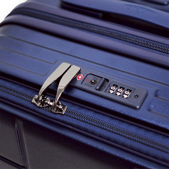 HQ LUGGAGE กระเป๋าเดินทาง PC เปิดด้านหน้า ระบบล็อค TSA 4 ล้อคู่ รุ่น 98033 สีกรม