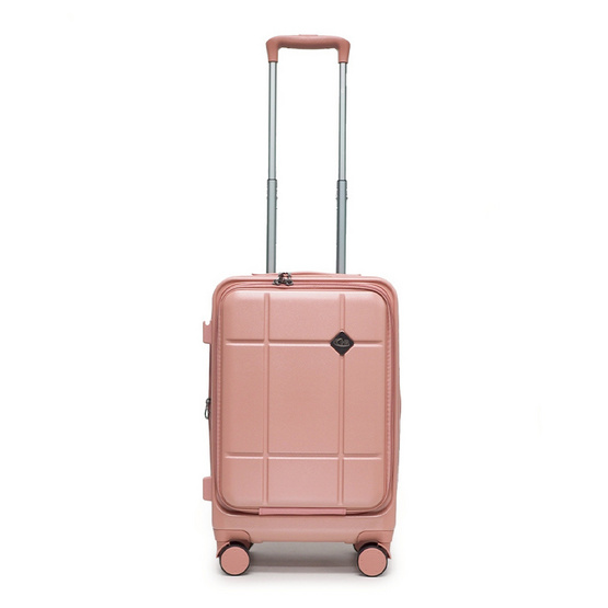 HQ LUGGAGE กระเป๋าเดินทาง PC เปิดด้านหน้า ระบบล็อค TSA 4 ล้อคู่ รุ่น 98033 สีชมพู