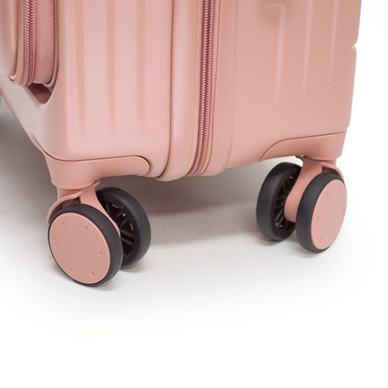 HQ LUGGAGE กระเป๋าเดินทาง PC เปิดด้านหน้า ระบบล็อค TSA 4 ล้อคู่ รุ่น 98033 สีชมพู