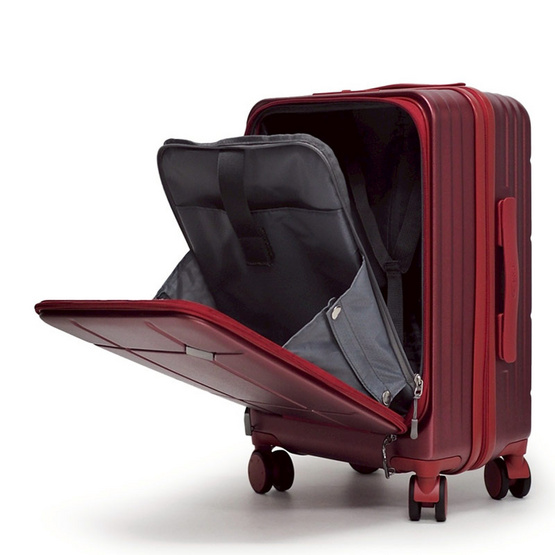 HQ LUGGAGE กระเป๋าเดินทาง PC เปิดด้านหน้า ระบบล็อค TSA 4 ล้อคู่ รุ่น 98033 สีแดง