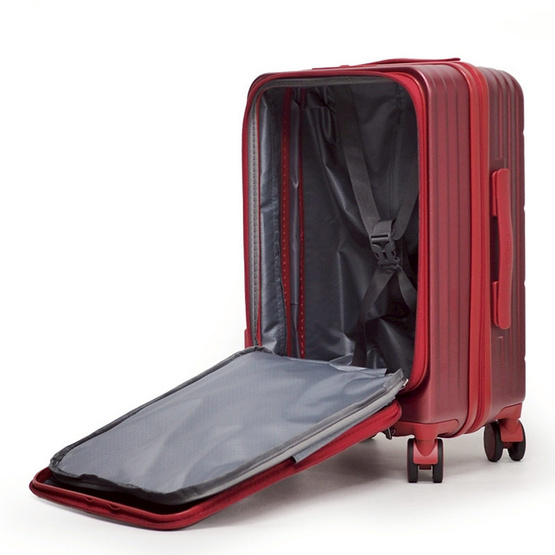 HQ LUGGAGE กระเป๋าเดินทาง PC เปิดด้านหน้า ระบบล็อค TSA 4 ล้อคู่ รุ่น 98033 สีแดง