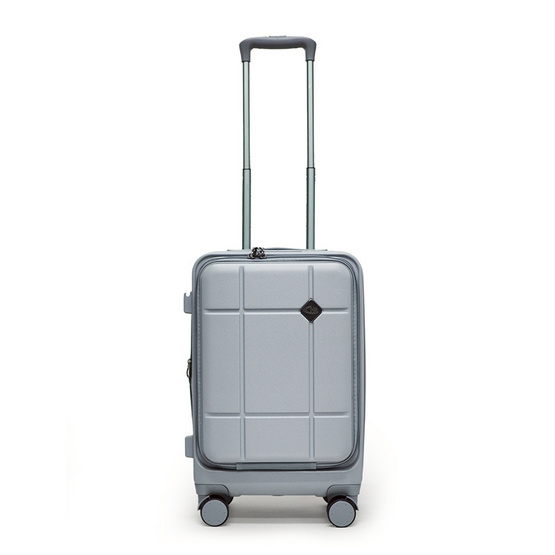 HQ LUGGAGE กระเป๋าเดินทาง PC เปิดด้านหน้า ระบบล็อค TSA 4 ล้อคู่ รุ่น 98033 สีเงิน