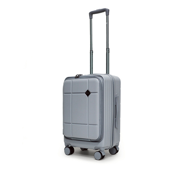 HQ LUGGAGE กระเป๋าเดินทาง PC เปิดด้านหน้า ระบบล็อค TSA 4 ล้อคู่ รุ่น 98033 สีเงิน