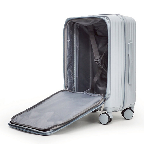 HQ LUGGAGE กระเป๋าเดินทาง PC เปิดด้านหน้า ระบบล็อค TSA 4 ล้อคู่ รุ่น 98033 สีเงิน