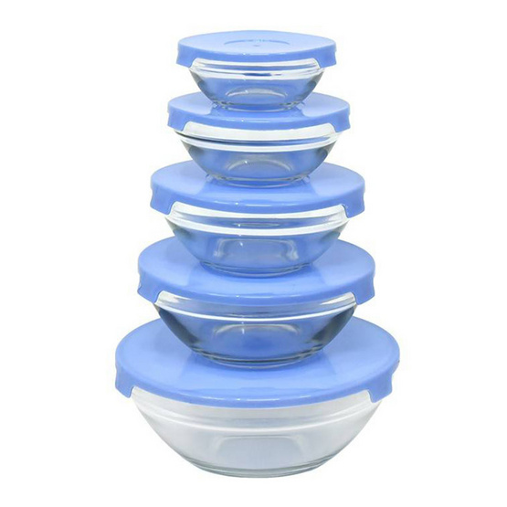 Homelove ชุดชามแก้ว 5 ใบ/Set พร้อมฝาปิด ชามแก้วสารพัดประโยชน์ เก็บอาหาร/ใส่อาหาร