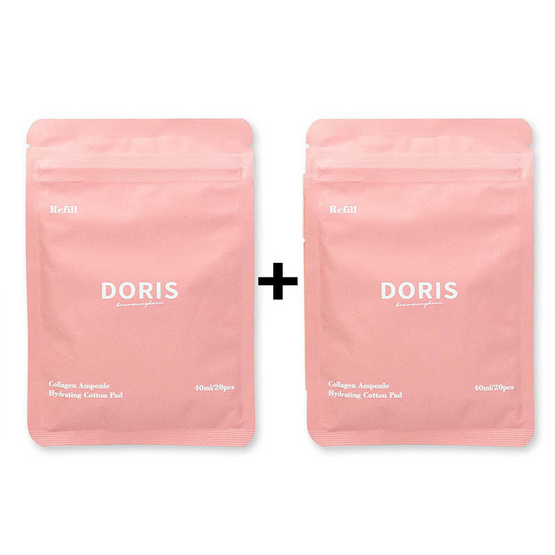 Doris โทนเนอร์แพด Collagen Ampoule Hydrating Cotton Pad Refill 40มล. (20 แผ่น) (แพ็ก 2 ชิ้น)
