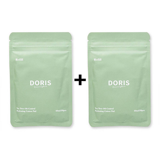Doris โทนเนอร์แพด Tea Tree Oil-Control Hydrating Cotton Pad Refill 40มล.(20 แผ่น)แพ็ก2ชิ้น