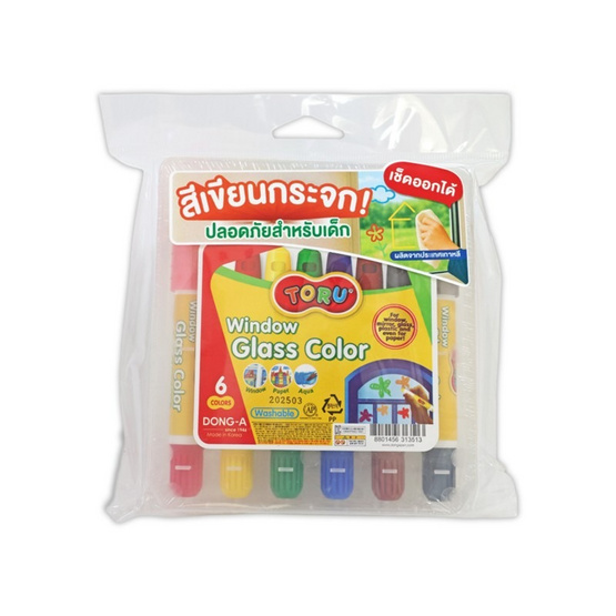 DONG-A ปากกาเขียนกระจก 6 สี TORU Window Glass Color