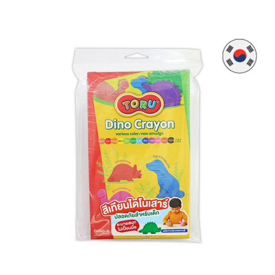 DONG-A สีเทียนรูปไดโนเสาร์ 12 สี TORU Dino Crayon