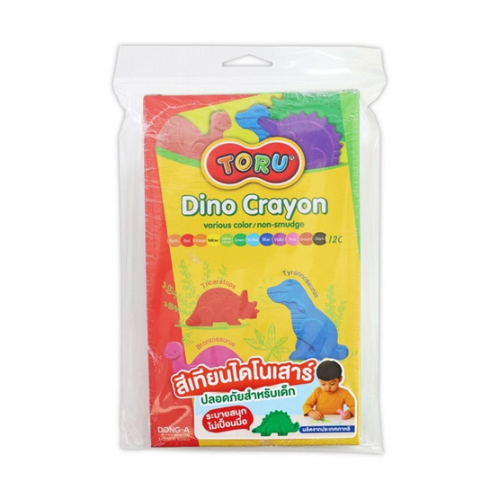 DONG-A สีเทียนรูปไดโนเสาร์ 12 สี TORU Dino Crayon