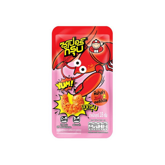 ซูเปอร์กรุบ บุกรูปกุ้งปรุงรสหม่าล่า รสออริจินัล 18 กรัม (แพ็ก 20 ชิ้น)