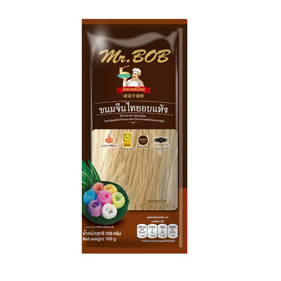 มิสเตอร์บ๊อบ เส้นขนมจีนอบแห้ง 100 กรัม (แพ็ก 3 ชิ้น)