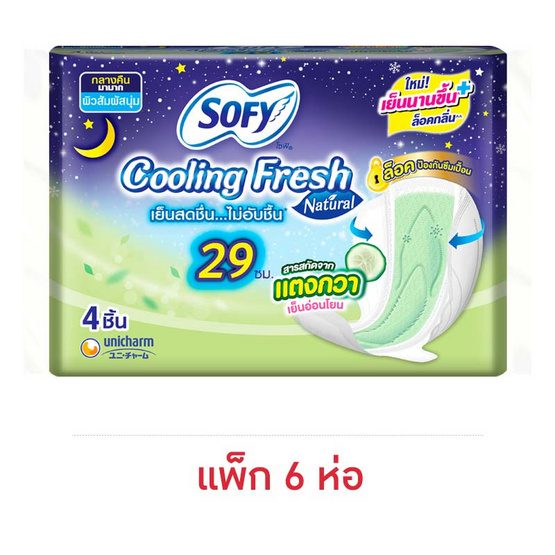 โซฟี คูลลิ่งเฟรชไนท์เนเชอรัล สลิม 29 ซม. ห่อละ 4 ชิ้น (แพ็ก 6 ห่อ)