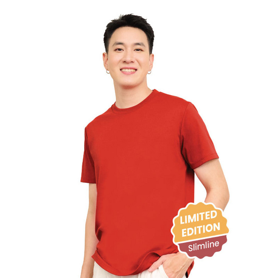 M2S Lifestyle เสื้อยืดคอกลมชาย แดงเชอร์รี่