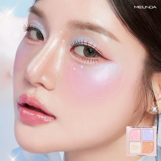 Meilinda พาเลทไฮไลท์ Chiffon Ribbon Highlight 8.8 กรัม