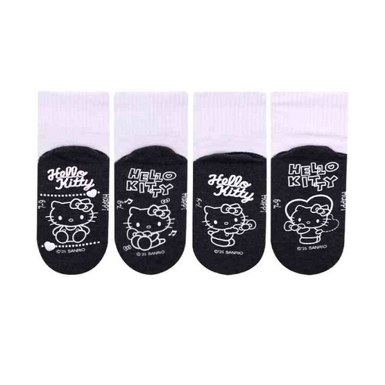 Happi by Carson ถุงเท้านักเรียนกันลื่น ลิขสิทธิ์เเท้ Kitty แพ็ค 4 คู่ (คละลาย)