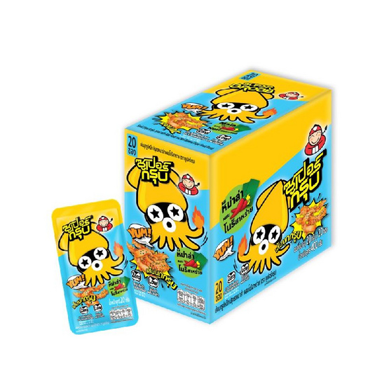 ซูเปอร์กรุบ บุกรูปหมึกปรุงรสหม่าล่าโนริสาหร่าย 20 กรัม (แพ็ก 20 ชิ้น) ซูเปอร์กรุบ บุกรูปหมึกปรุงรสหม่าล่าโนริสาหร่าย 20 กรัม (แพ็ก 20 ชิ้น)