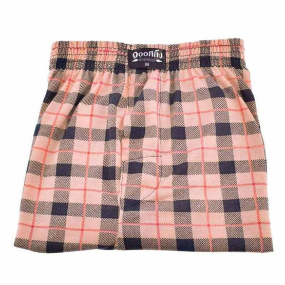 100 Salueng กางเกงบ๊อกเซอร์ (BOXER) ผ้ายืดนิ่ม ลายสก๊อต สีครีม